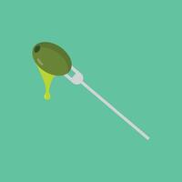 Organic olive oil dripping from an olive pierced by a fork vector