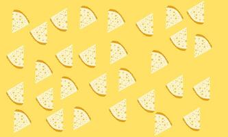 a pattern of slices of cheese on a yellow background vector