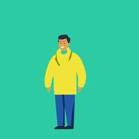 Smallpox a man in a yellow raincoat standing in front of a green background vector