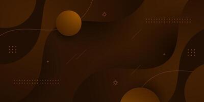 Dark brown gradient background with geometric wave and circle shapes elements. Dark brown color wave design. Simple elegant concept. vector