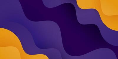 Modern abstract fluid 3D background with yellow and purple color wave design background. vector