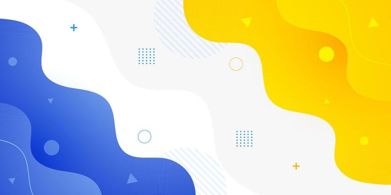Simple blue and orange geometric business banner design on white background. Creative banner design with wave shapes and lines for template. Simple horizontal banner.