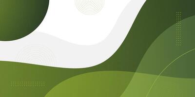 Green colorful geometric business banner design. Creative banner design with wave shapes and lines on white background. Simple horizontal banner. vector