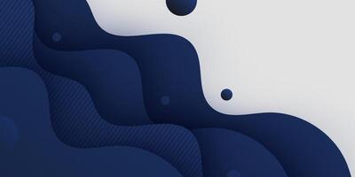 Dark blue geometric business banner design. Creative banner design with wave shapes and lines for template. Simple design on white horizontal banner. vector
