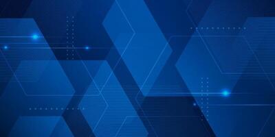 Dark blue dynamic gradient abstract 3D background with shadow and light. Hexagonal pattern overlay shapes. Cool design. vector