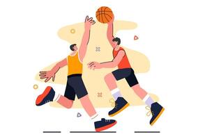 Happy Young Man Playing Basketball Illustration vector
