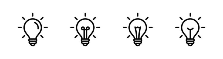 Lightbulb Icon Set. Bulb lamp icon, Lamp icons, Idea light bulb icon illustration. vector