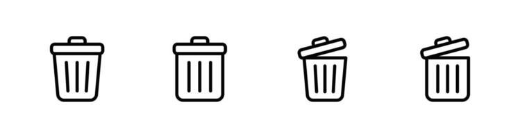 trash can icon set, Trash bin icon, Delete icon illustration vector