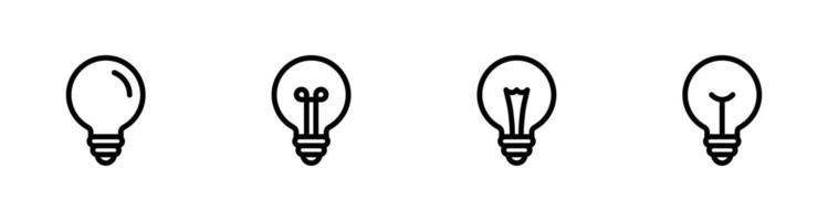 Lightbulb Icon Set. Bulb lamp icon, Lamp icons, Idea light bulb icon illustration. vector