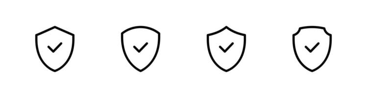 Shield check mark icon set, Protection, security icon illustration vector