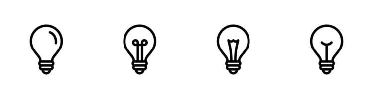 Lightbulb Icon Set. Bulb lamp icon, Lamp icons, Idea light bulb icon illustration. vector