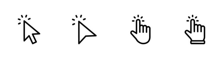 Cursors icons click set. Cursors icon click, Clicking cursor, pointing hand click icon illustration vector