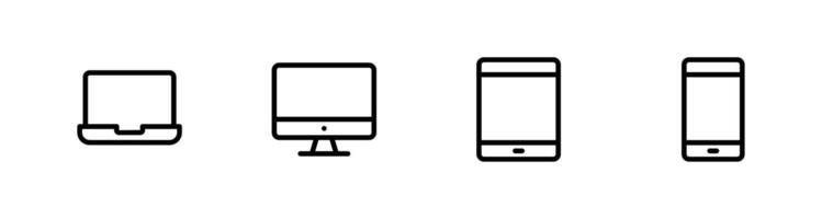 Devices related line icon set illustration vector