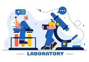 A Illustration of a Laboratory Conducting Scientific Research, Experimentation, and Measurement on a Flat Cartoon Style Background vector