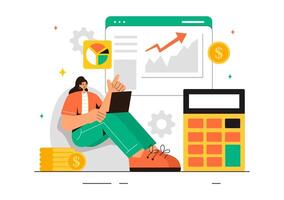 GDP or Gross Domestic Product Illustration with Economic Growth Columns and Market Productivity Charts in a Flat Style Cartoon Background vector