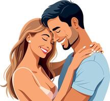 Young couple embracing each other tenderly while smiling vector