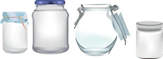 glass jars of various shapes and sizes for food- vector