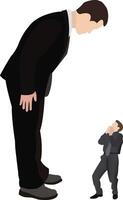 Concept of abuse of power at work with a manager threatening an employee vector