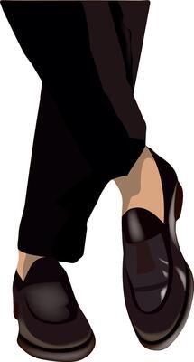 elegant person standing with crossed legs-