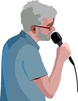 singer-songwriter singer with singing microphone- vector
