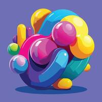 3d inflated effect hand drawn art illustration vector