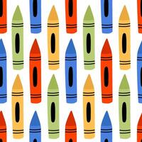 A seamless pattern with colorful wax crayons. Background, banner, texture, textile, wallpaper, wrapping paper, packaging template. Endless print with colored pencils. vector