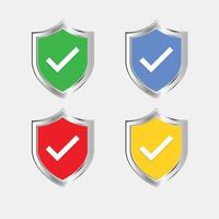 Right mark with Shield Design Different Color Set vector