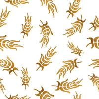 Golden abstract leaves, hand drawn simple foil seamless pattern' background for prints, textile fabric, wallpapers,scrapbook, wrapping paper vector