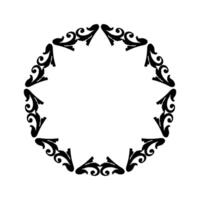 damask vintage baroque circle frame . Retro abstract floral leaf pattern border foliage, antique background. vector