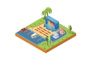 Music Event Stage with ample parking and vehicle parking, Suitable for Diagrams, Game Asset, And Other asset vector