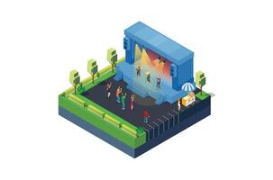 Isometric Music Event stage, 3d Concept Isometric View. Suitable for Diagrams, Game Asset, And Other asset vector
