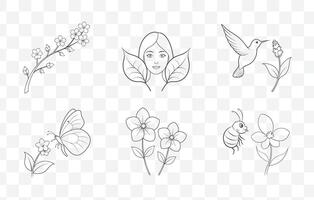 Print Veronica Flower Detailed Line Art Set for Floral Design and Botanical Illustration Projects vector