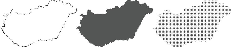 Hungary map in outline, grey color, dotted style. vector