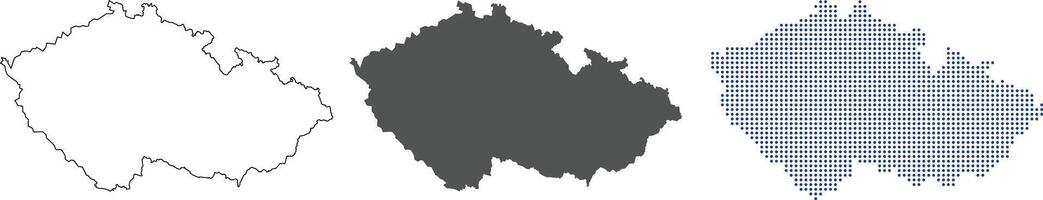 Czechia map in various style. Czech republic boundary in outline, grey color, dotted style vector