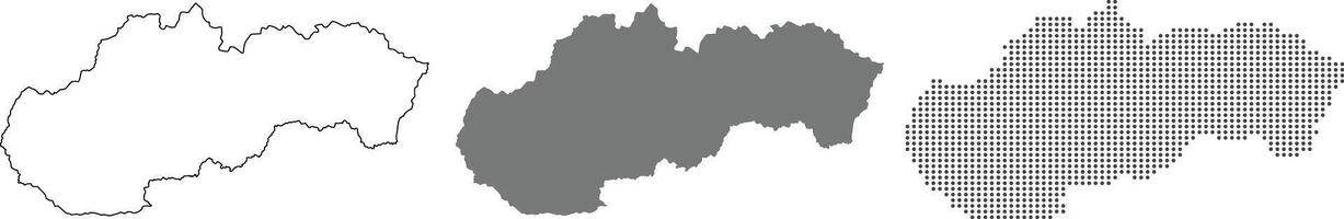 Slovakia map in outline, grey color, dotted style vector