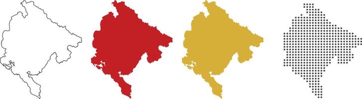 Montenegro map in outline, red color, yellow color, dotted style vector