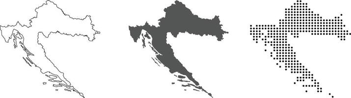Croatia map detailed in outline, grey color, dotted style vector