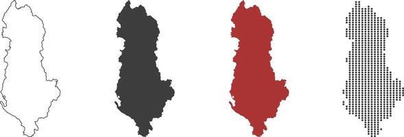 Albania map in outline, grey color, red color, dotted style vector