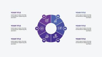 Modern infographic template with 6 options. Multicolor business presentation with icons vector