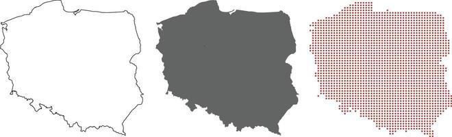Poland map in outline style, grey color, dotted pattern vector