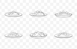 Print Fajitas Line Art Set of Traditional Mexican Dish with Peppers Onions and Tortillas in a Unique Minimalist Style vector