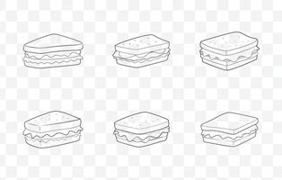 Print Reuben Sandwich Line Art Set with Detailed Illustrations and Premium Quality Graphics for Creative Projects vector