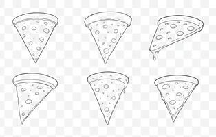 Print Pizza Line Art Set with Various Classic and Creative Toppings in Detailed Illustrations vector