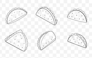 Print Quesadilla Line Art Set Delicious Tasty Food Illustrations for Design and Printing vector