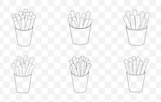 Print Mozzarella Sticks Line Art Collection for Creative Design Projects vector