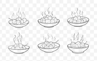 Print Paneer Tikka Line Art Set Detailed Illustration of Indian Grilled Cottage Cheese Skewers for Authentic Cuisine Designs vector