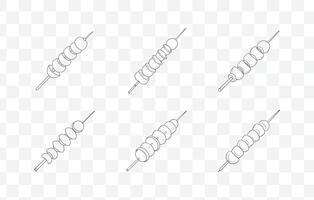 Print Kebabs Line Art Set Featuring Skewered Meat and Grilled Vegetable Illustrations for Food Design Projects vector