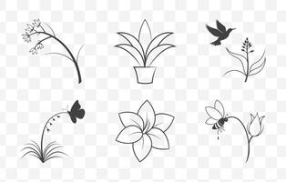 Print Yucca Flower Line Art Set for Digital Design and Illustration High-Quality Artwork vector