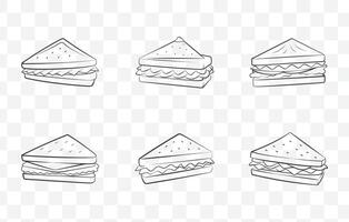 Print Club Sandwich Line Art Set with Detailed Illustrations and Creative Designs for Graphic Use vector