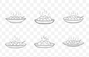 Print Intricate Chicken Tikka Line Art Set Illustrations for Culinary Design Projects vector